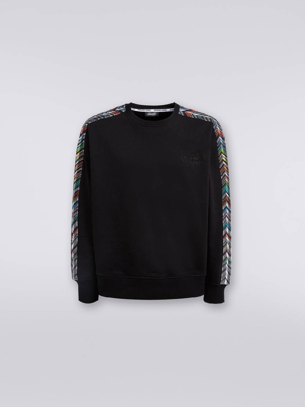 M Missoni Felpa girocollo in cotone con dettagli in maglia zig zag Hotsell