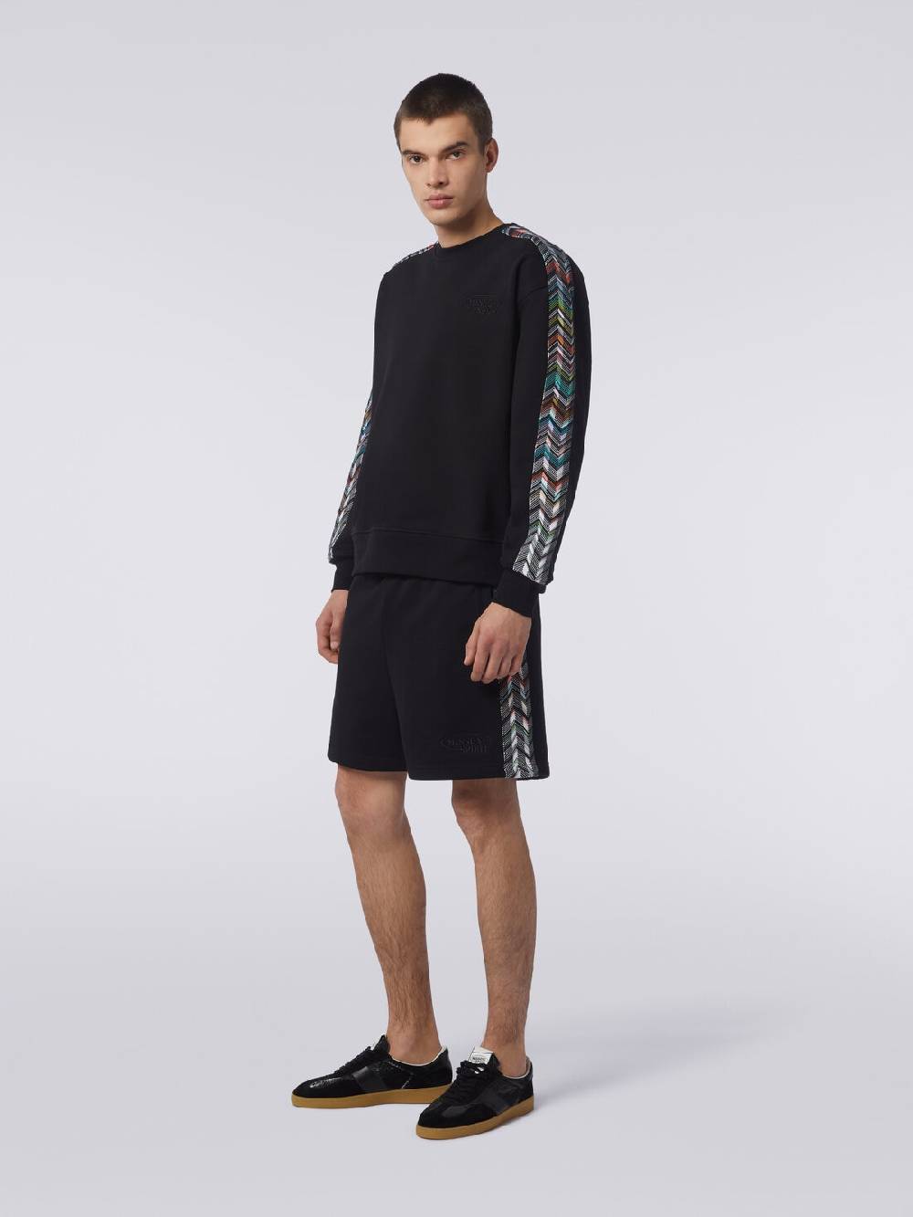 M Missoni Felpa girocollo in cotone con dettagli in maglia zig zag Hotsell