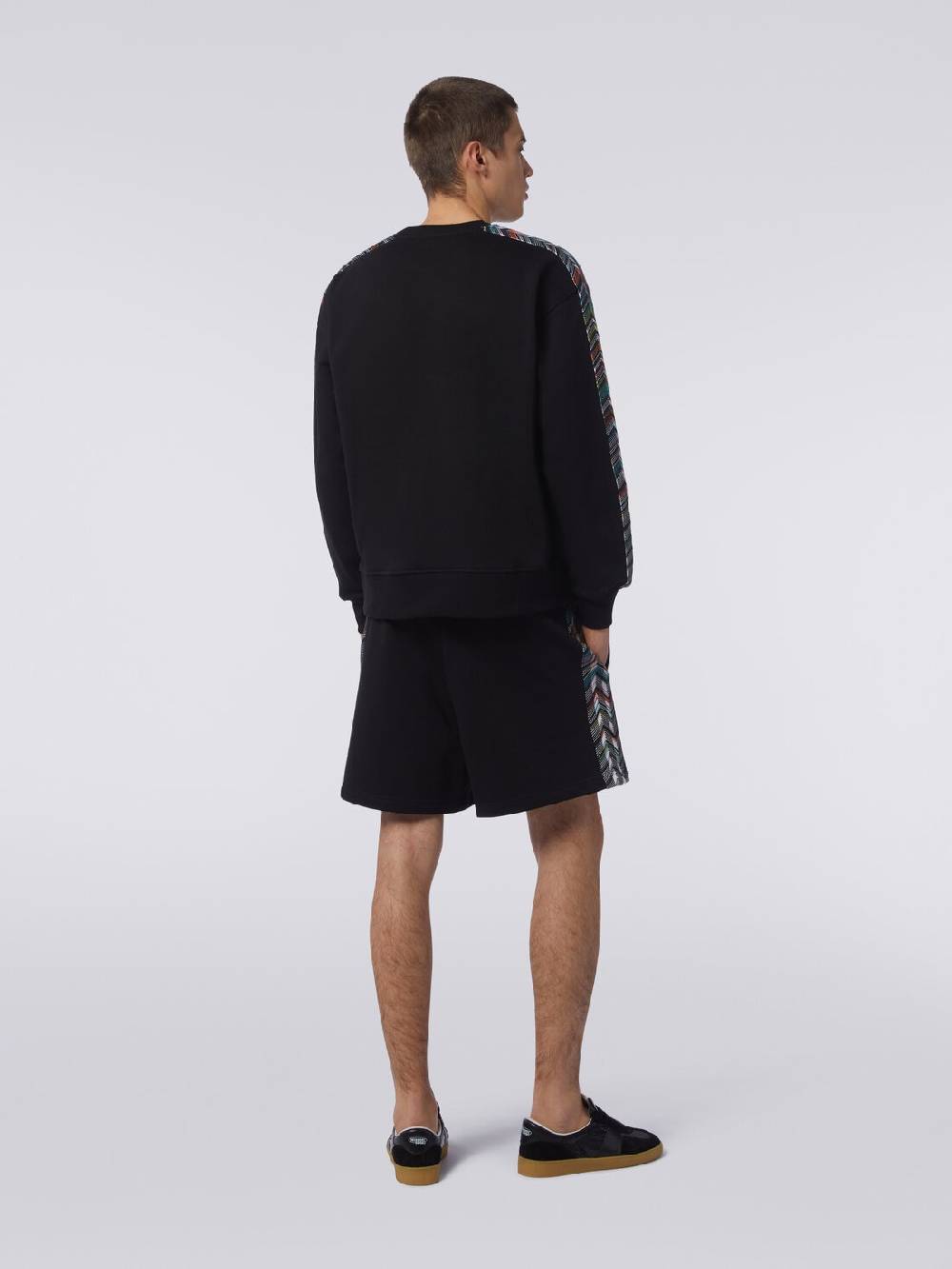 M Missoni Felpa girocollo in cotone con dettagli in maglia zig zag Hotsell