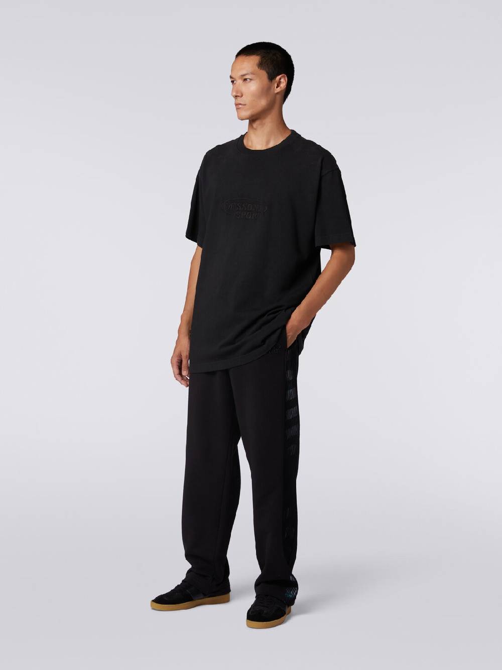 M Missoni T-shirt girocollo in cotone con logo Vendita Economica