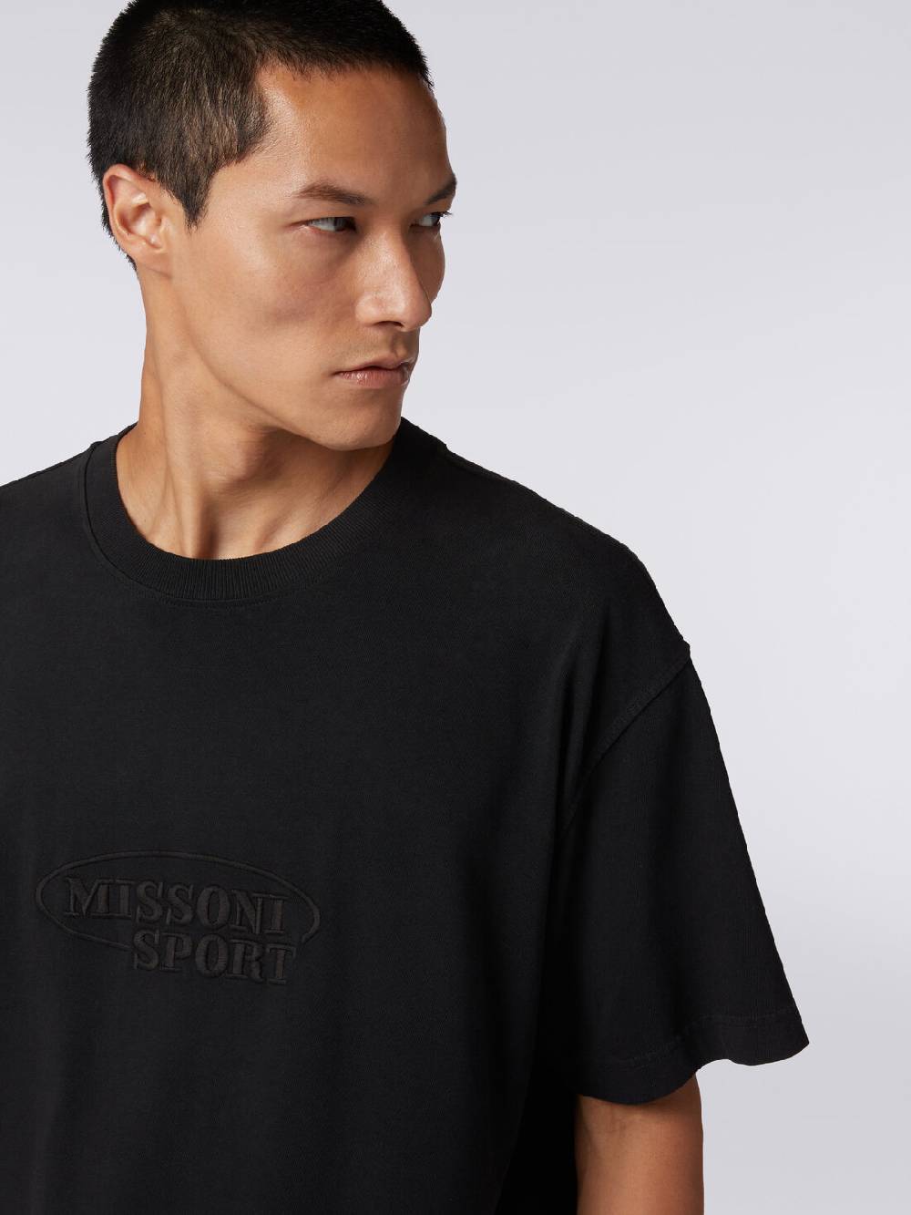 M Missoni T-shirt girocollo in cotone con logo Vendita Economica
