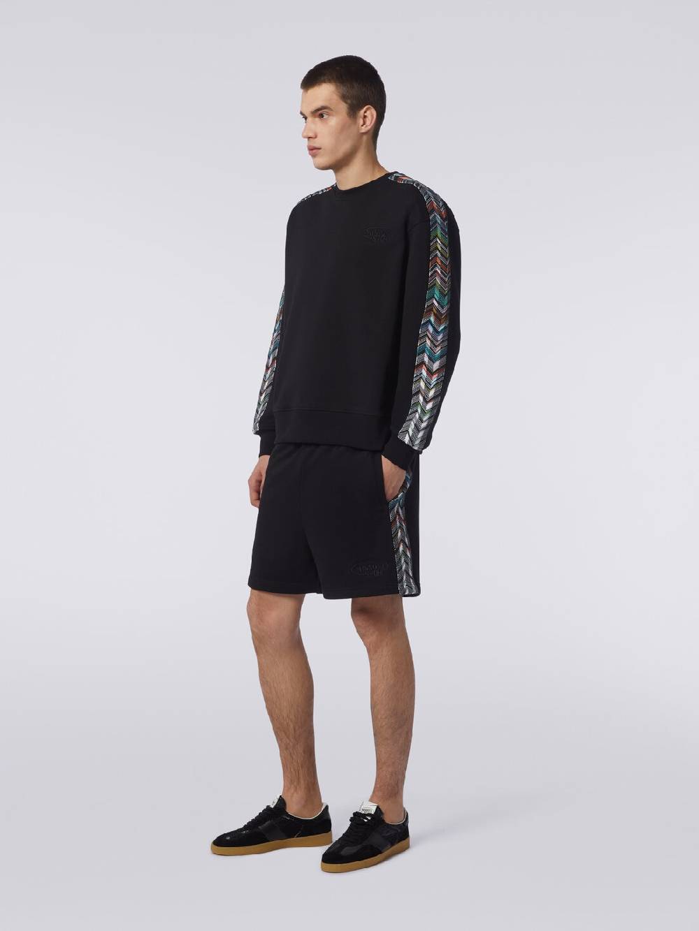 M Missoni Shorts in felpa con logo e bande laterali in maglia Saldi Di Fabbrica