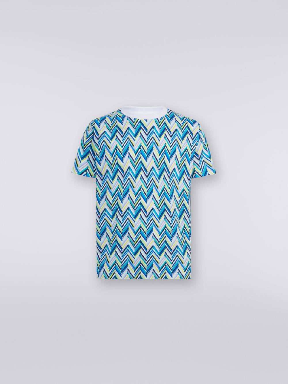 M Missoni T-shirt girocollo in cotone con stampa zig zag I Più Venduti