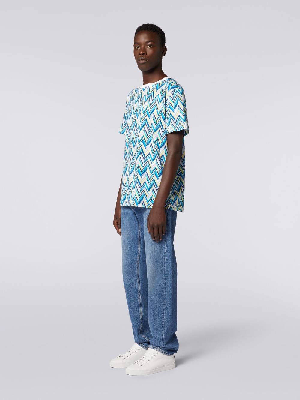 M Missoni T-shirt girocollo in cotone con stampa zig zag I Più Venduti
