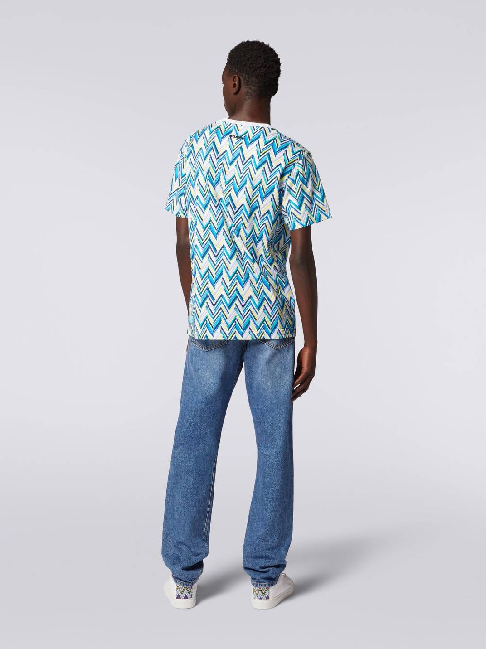 M Missoni T-shirt girocollo in cotone con stampa zig zag I Più Venduti