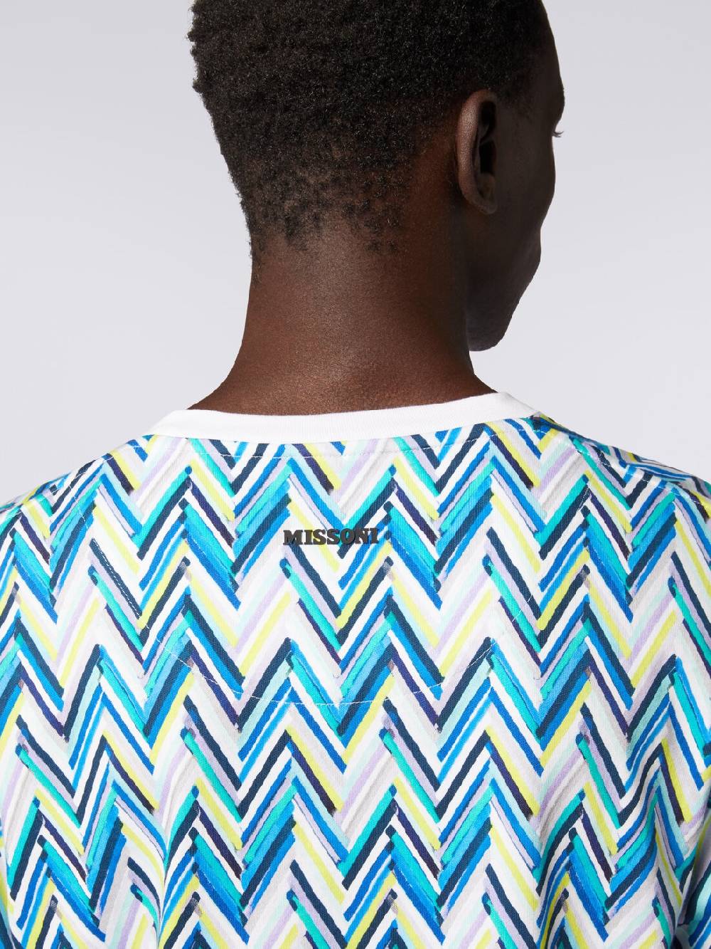 M Missoni T-shirt girocollo in cotone con stampa zig zag I Più Venduti