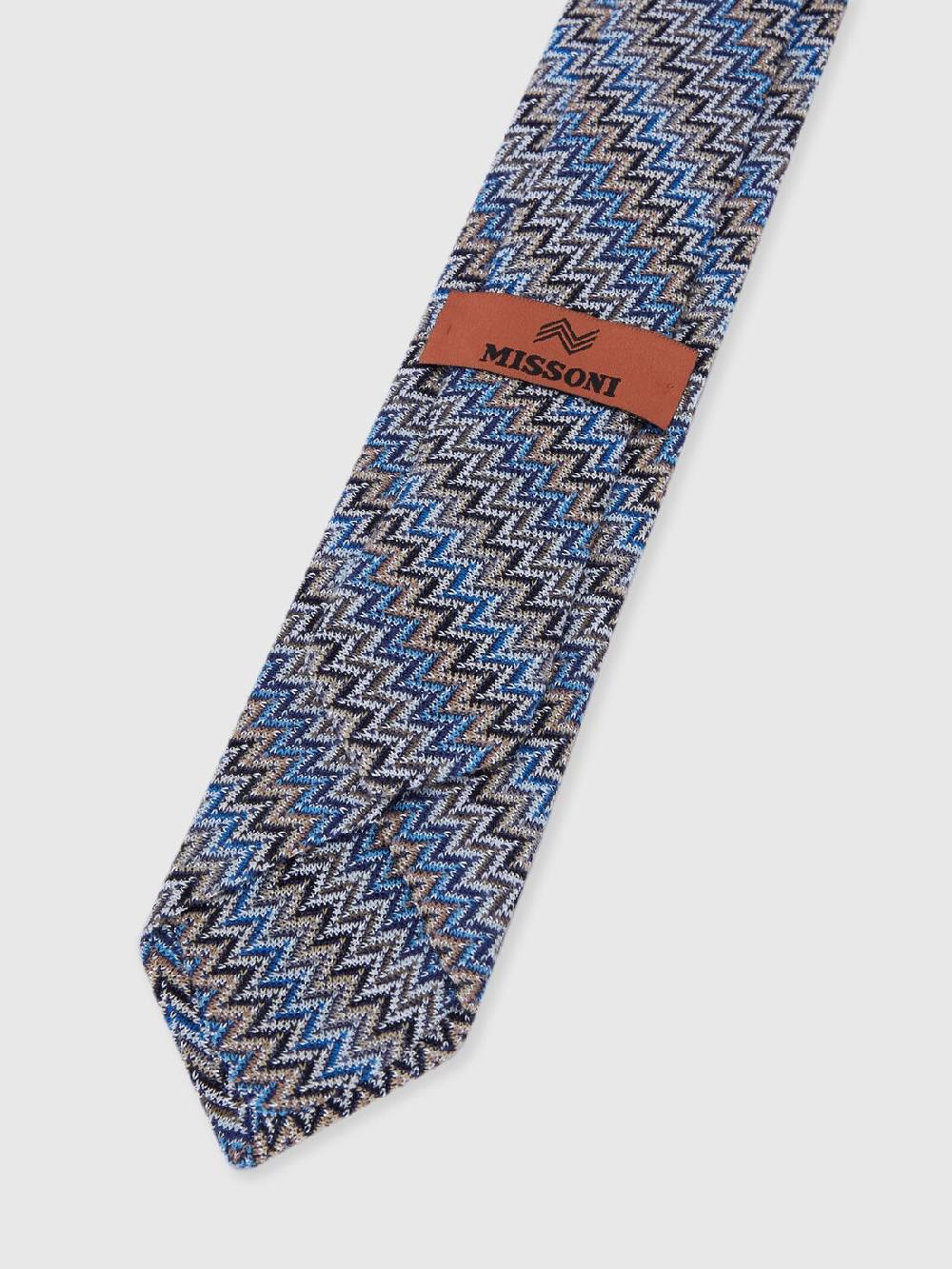 M Missoni Cravatta in viscosa e cotone zig zag Nuovo