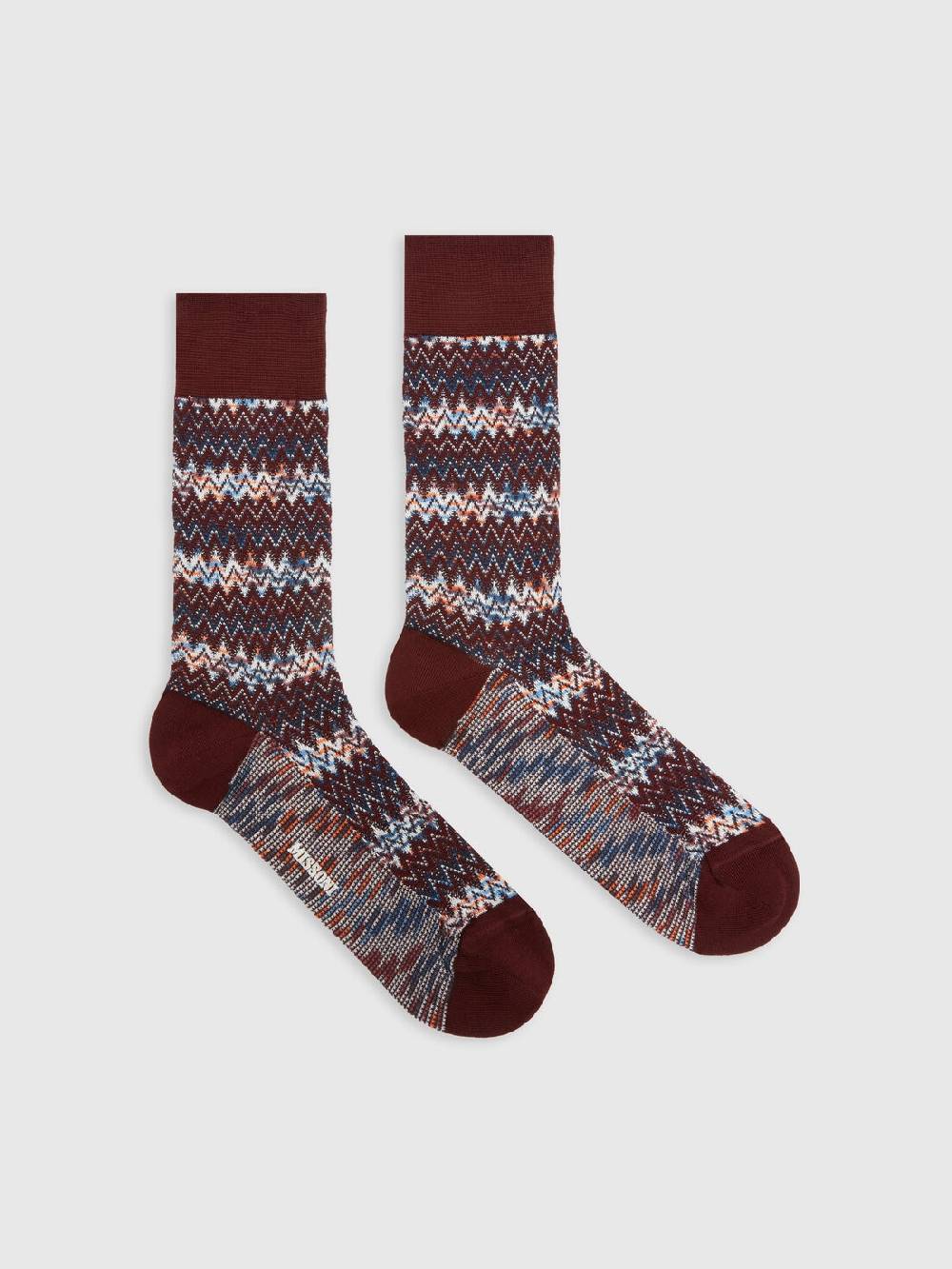 M Missoni Calzini corti in misto cotone chevron Spedizione Gratuita