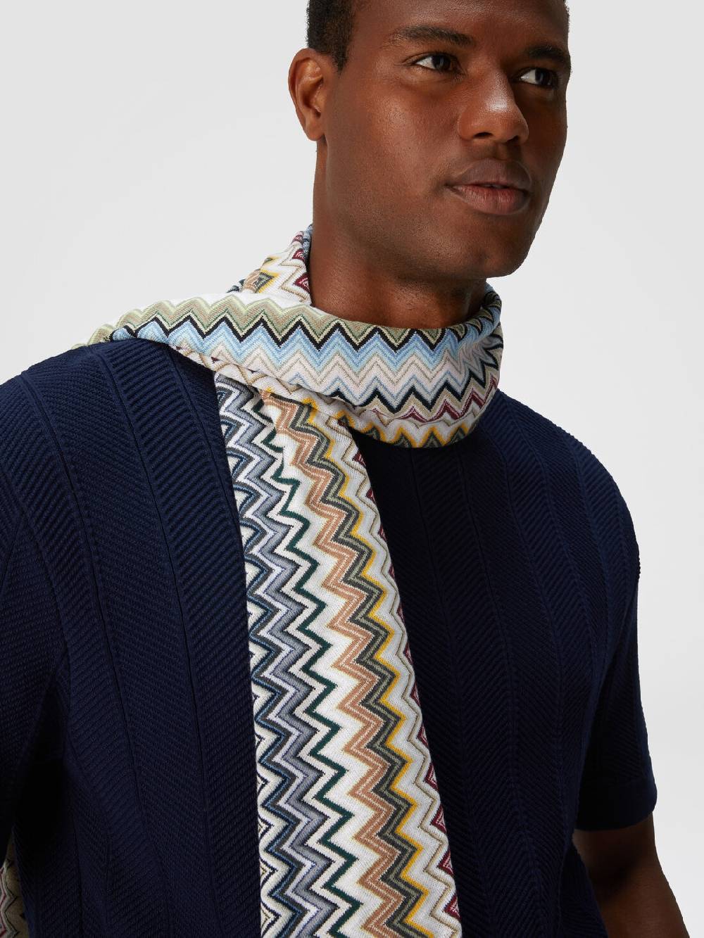M Missoni Sciarpa in maglia di cotone chevron In Vendita
