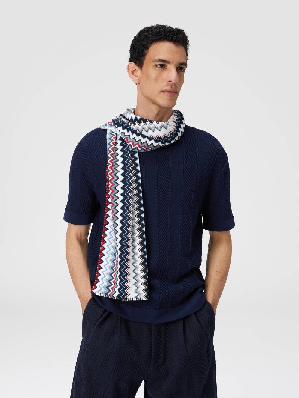 M Missoni Sciarpa in maglia di cotone chevron Saldi