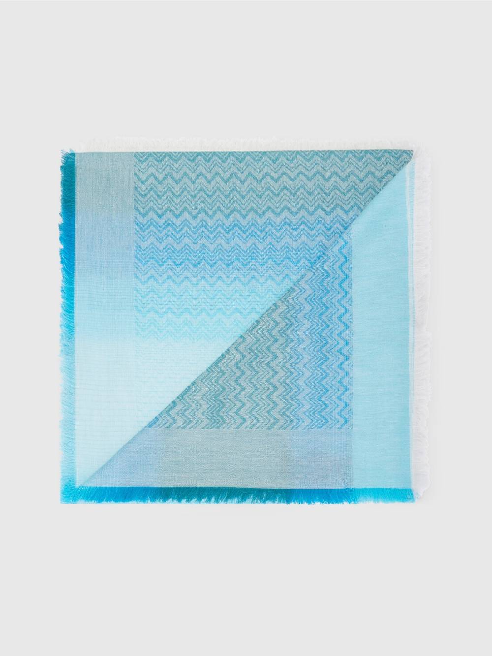 M Missoni Foulard in cotone con motivo zig zag e bordi sfrangiati Offerte