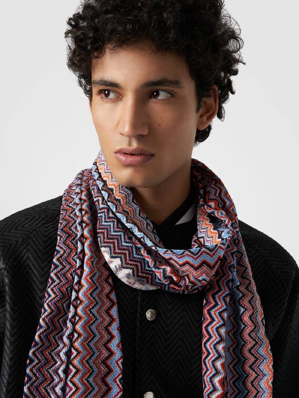 M Missoni Sciarpa in cotone chevron con frange Hotsell