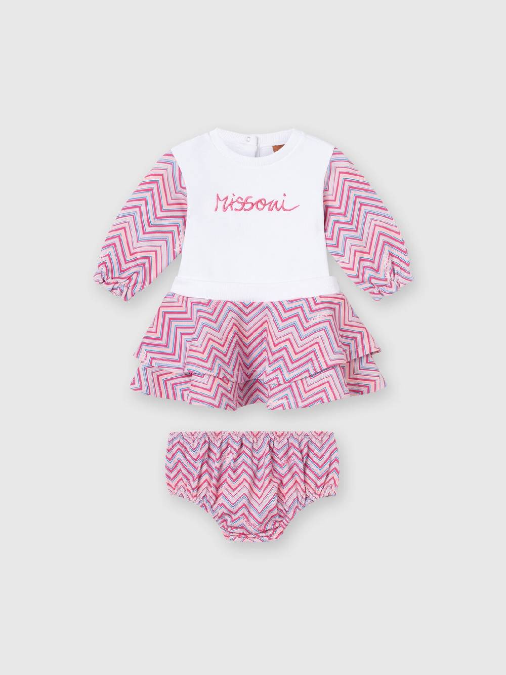 M Missoni Abito in jersey di cotone con inserti zig zag In Linea