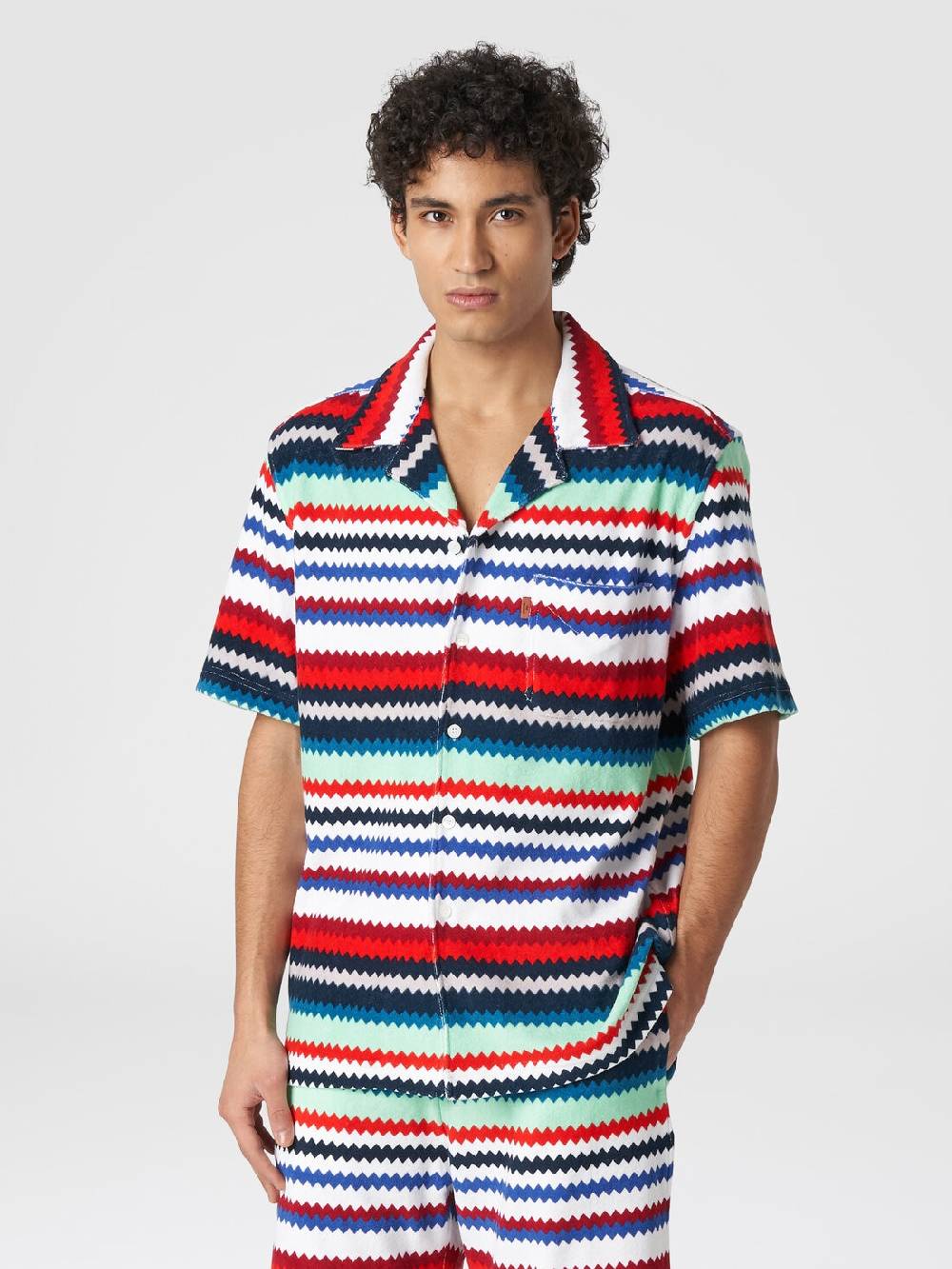 M Missoni Camicia a maniche corte modello bowling in spugna zig zag Pezzi Unici