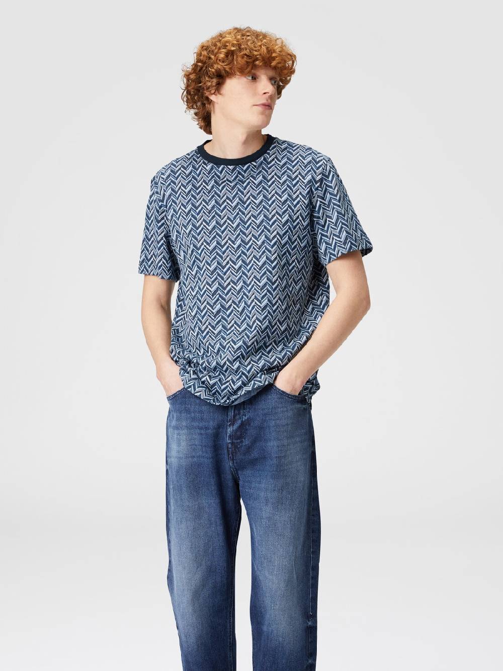 M Missoni T-shirt in jersey di cotone jacquard zig zag Negozi Online