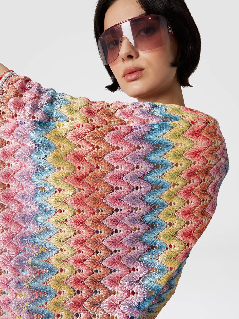M Missoni Caftano copricostume corto in pizzo spalmato Fino Al -60%