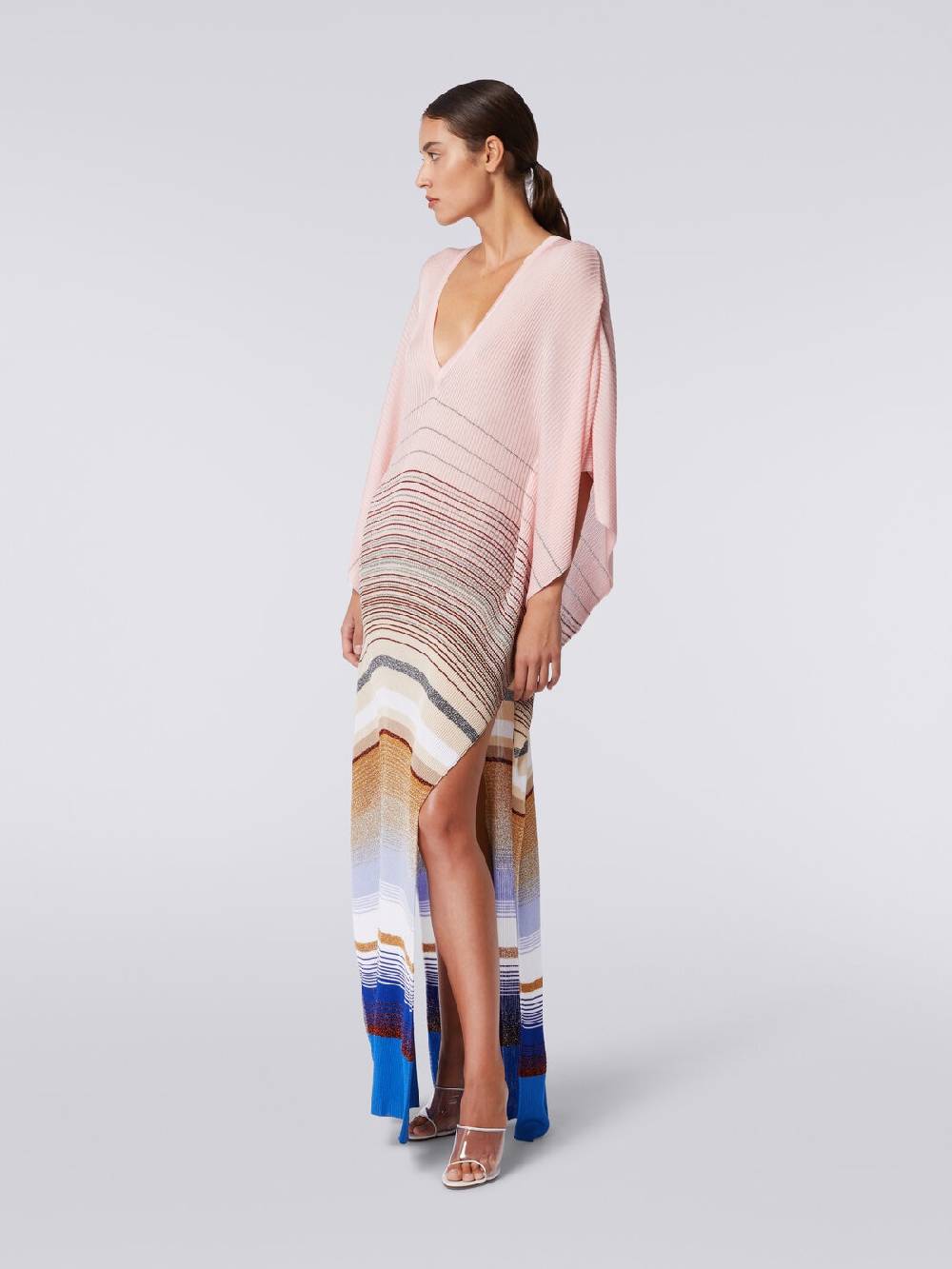 M Missoni Caftano copricostume lungo in maglia a costine rigata con lurex Sottocosto