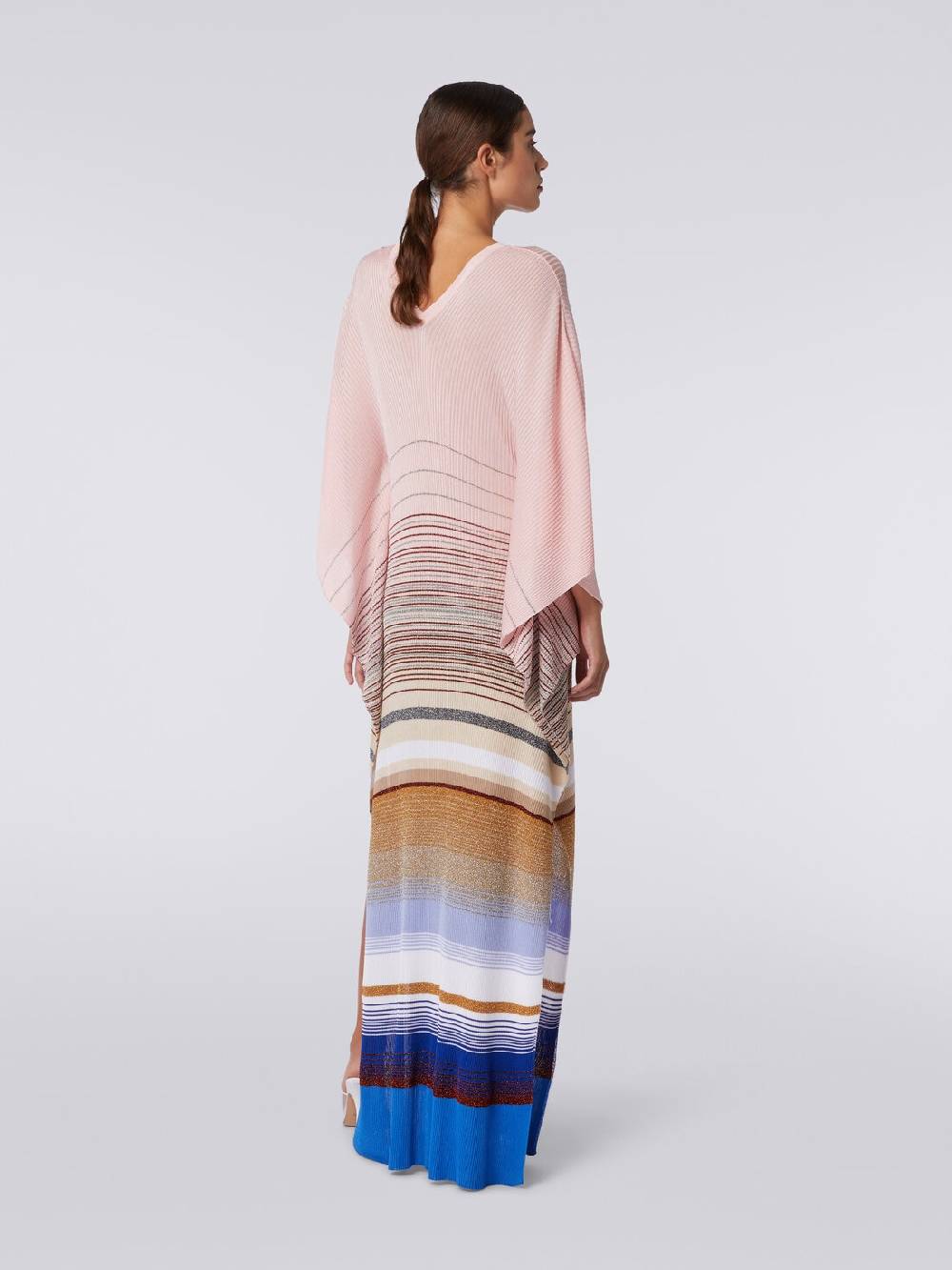 M Missoni Caftano copricostume lungo in maglia a costine rigata con lurex Sottocosto