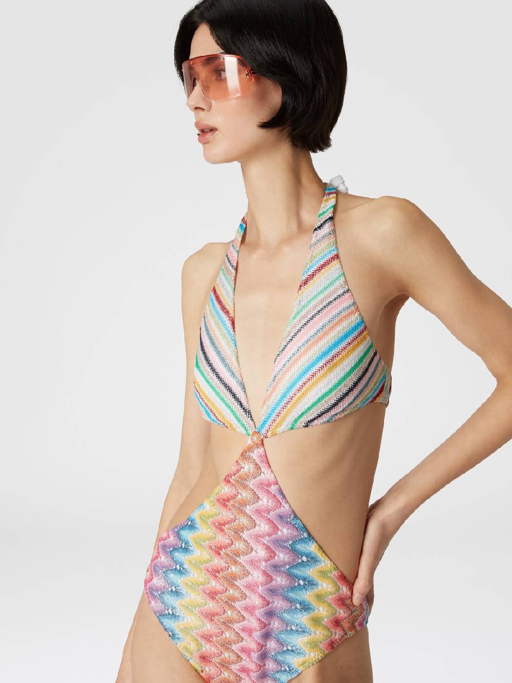 M Missoni Costume intero patchwork con dettagli cut out Presa