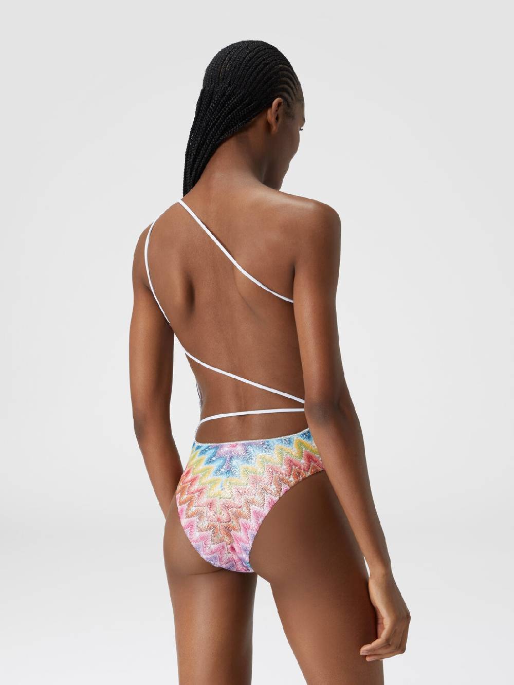 M Missoni Costume intero monospalla in pizzo spalmato Offerta