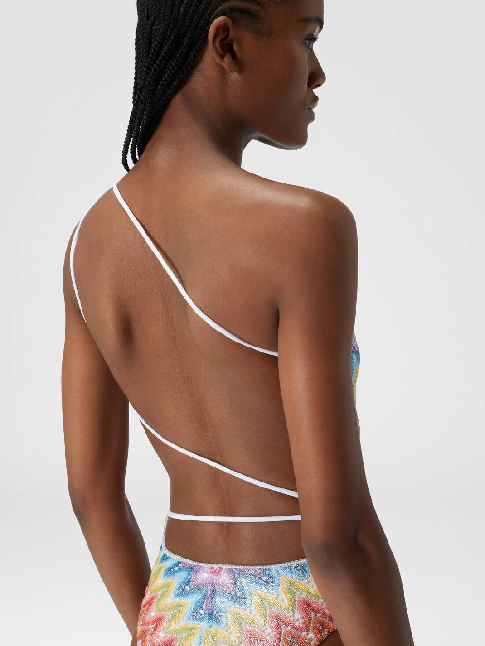 M Missoni Costume intero monospalla in pizzo spalmato Offerta