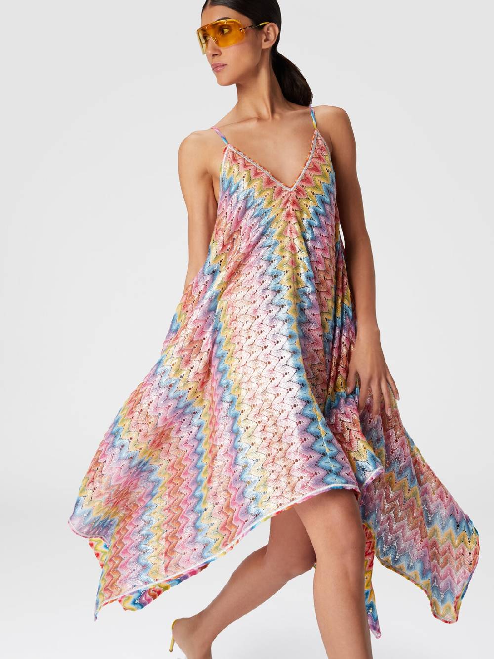 M Missoni Abito copricostume a foulard in pizzo spalmato Economico