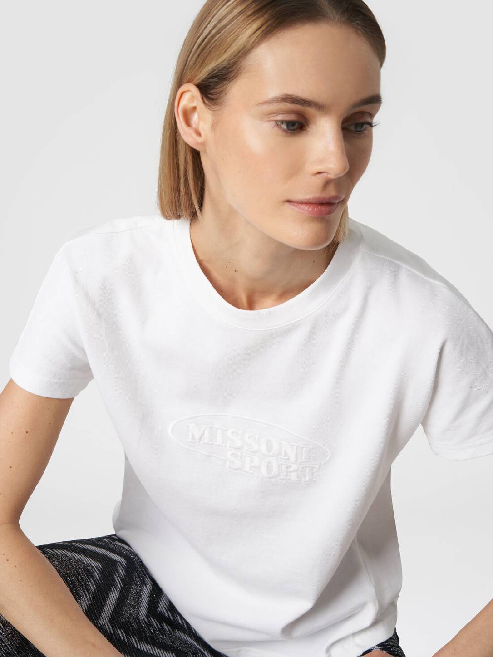 M Missoni T-shirt girocollo in cotone con logo Outlet