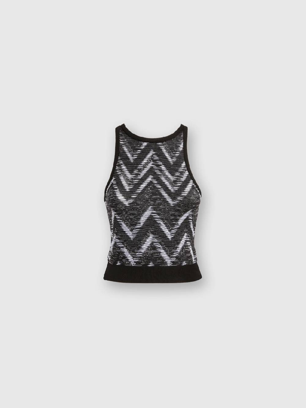 M Missoni Top in maglia chevron con logo Saldi
