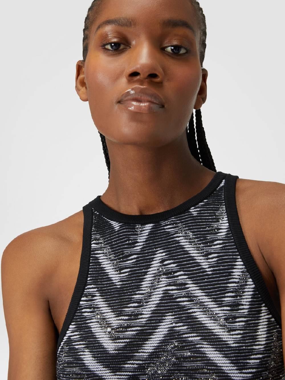 M Missoni Top in maglia chevron con logo Saldi
