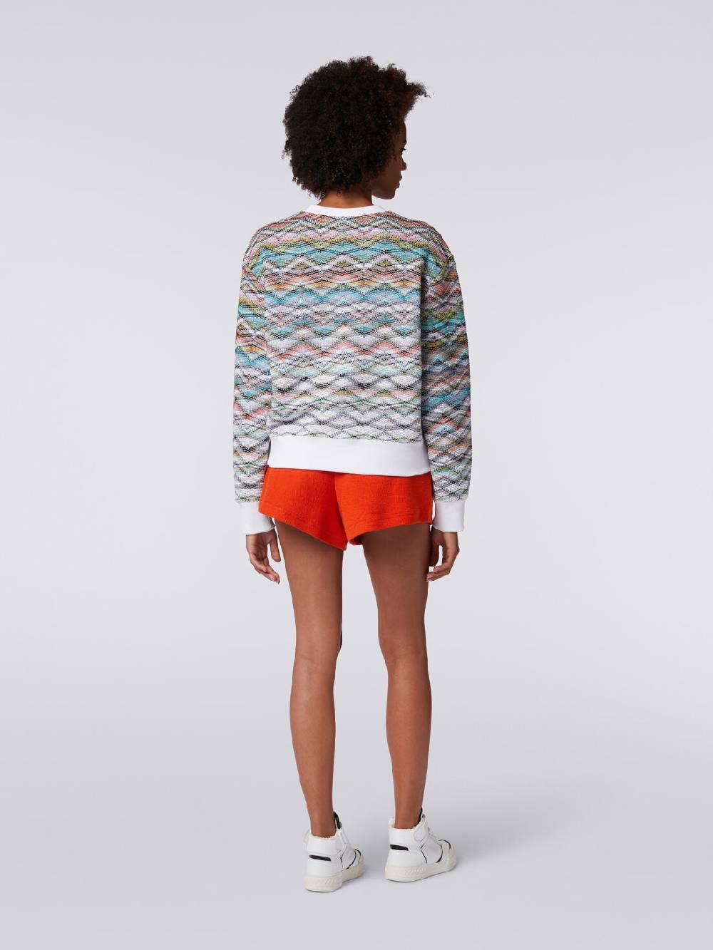M Missoni Felpa girocollo in maglia con lurex e logo Offerte