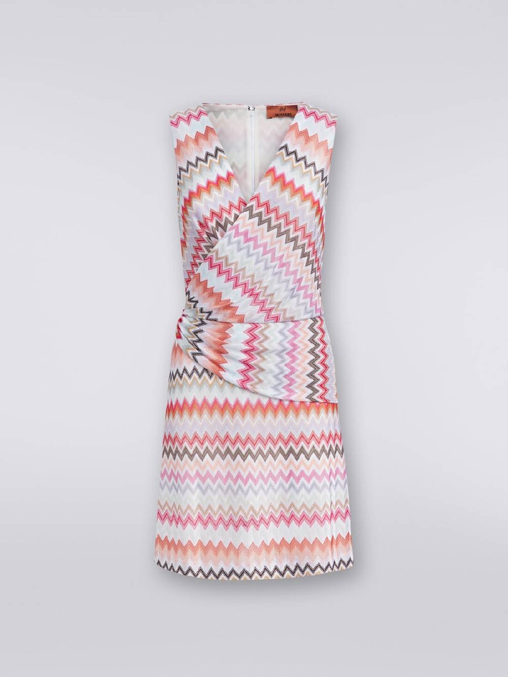 M Missoni Mini-abito con scollatura a V in cotone e viscosa zig zag Nuova