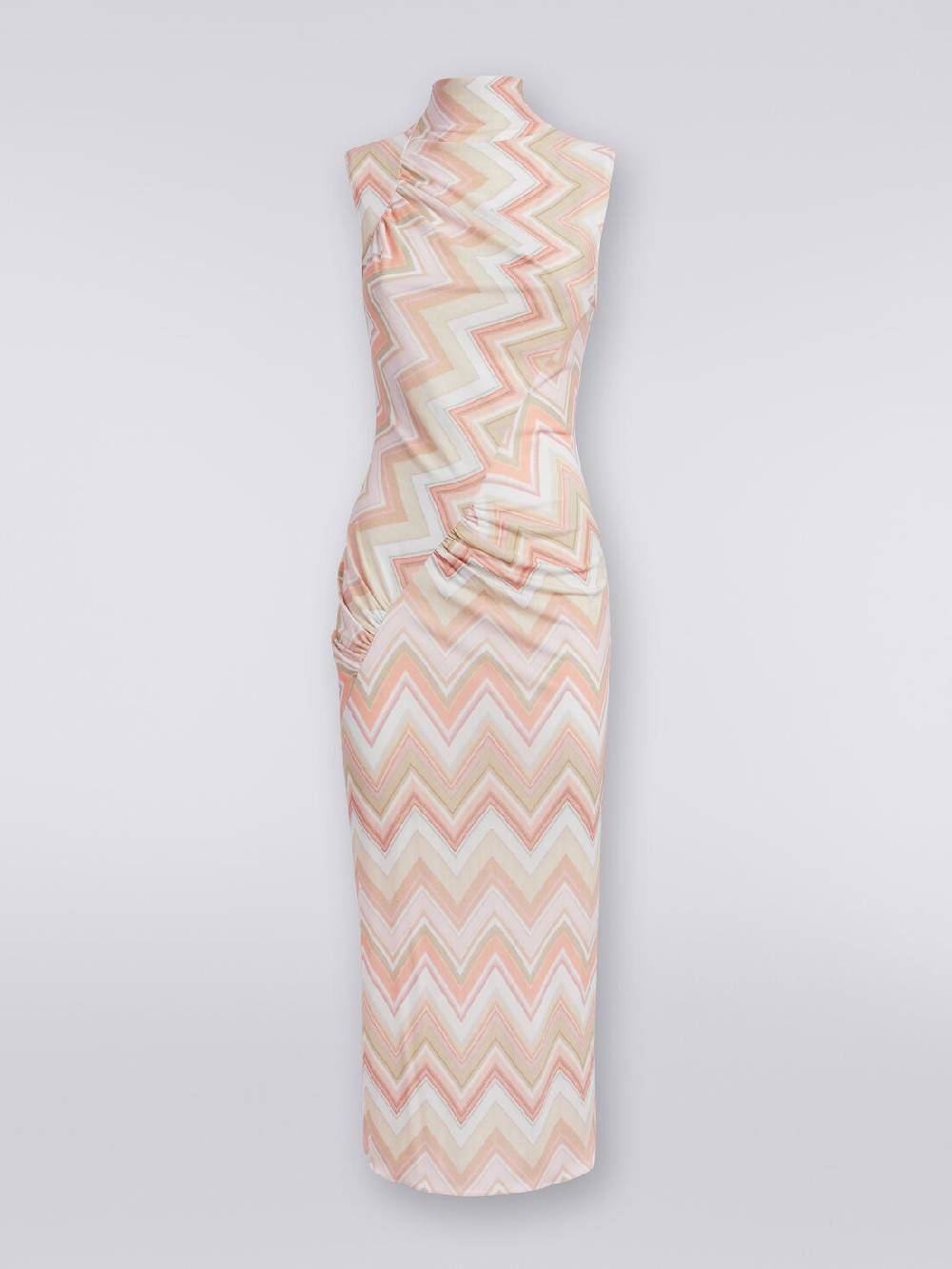 M Missoni Abito longuette in viscosa zig zag con arricciature Moda