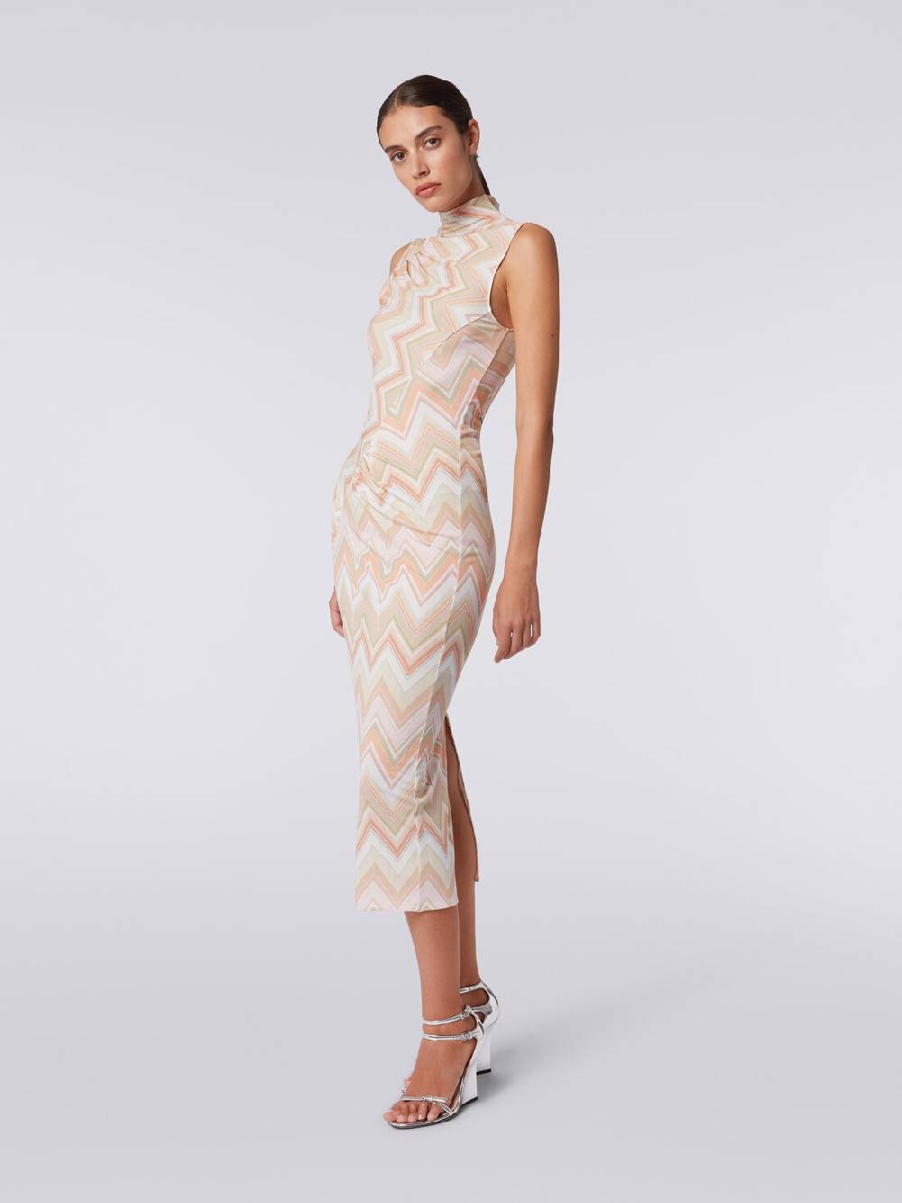 M Missoni Abito longuette in viscosa zig zag con arricciature Moda