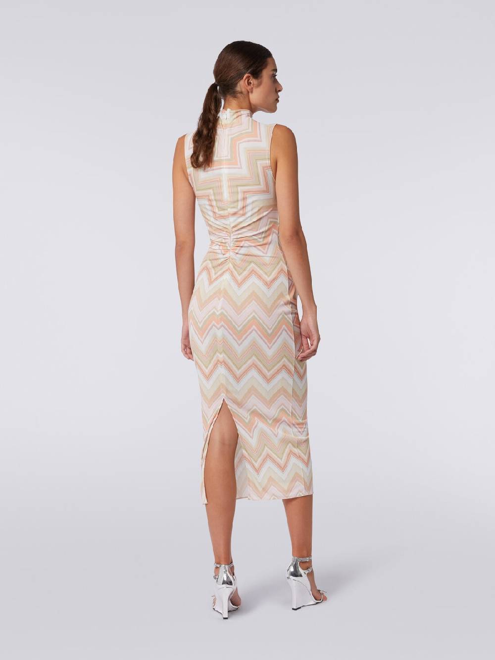 M Missoni Abito longuette in viscosa zig zag con arricciature Moda