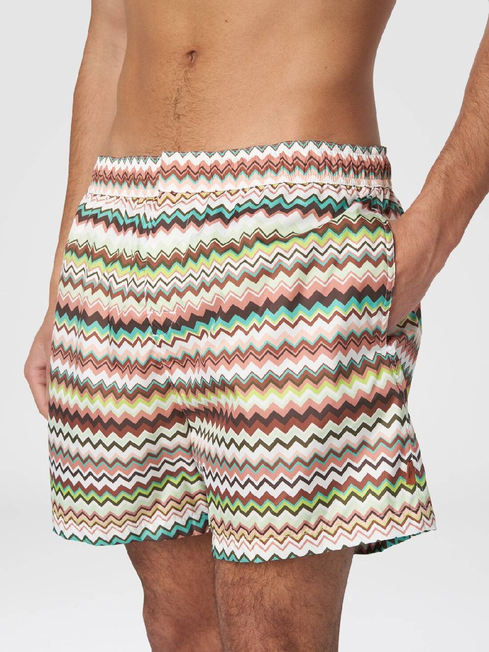 M Missoni Boxer mare in nylon stampa zig zag Vendita