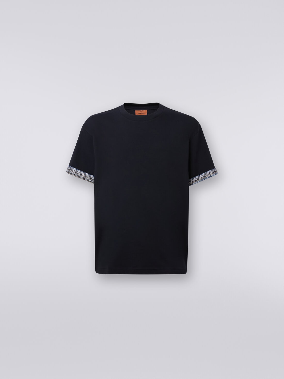 M Missoni T-shirt girocollo in cotone con risvolti chevron Spedizione Gratuita