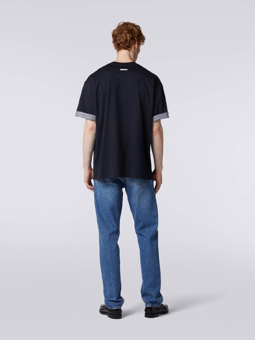 M Missoni T-shirt girocollo in cotone con risvolti chevron Spedizione Gratuita