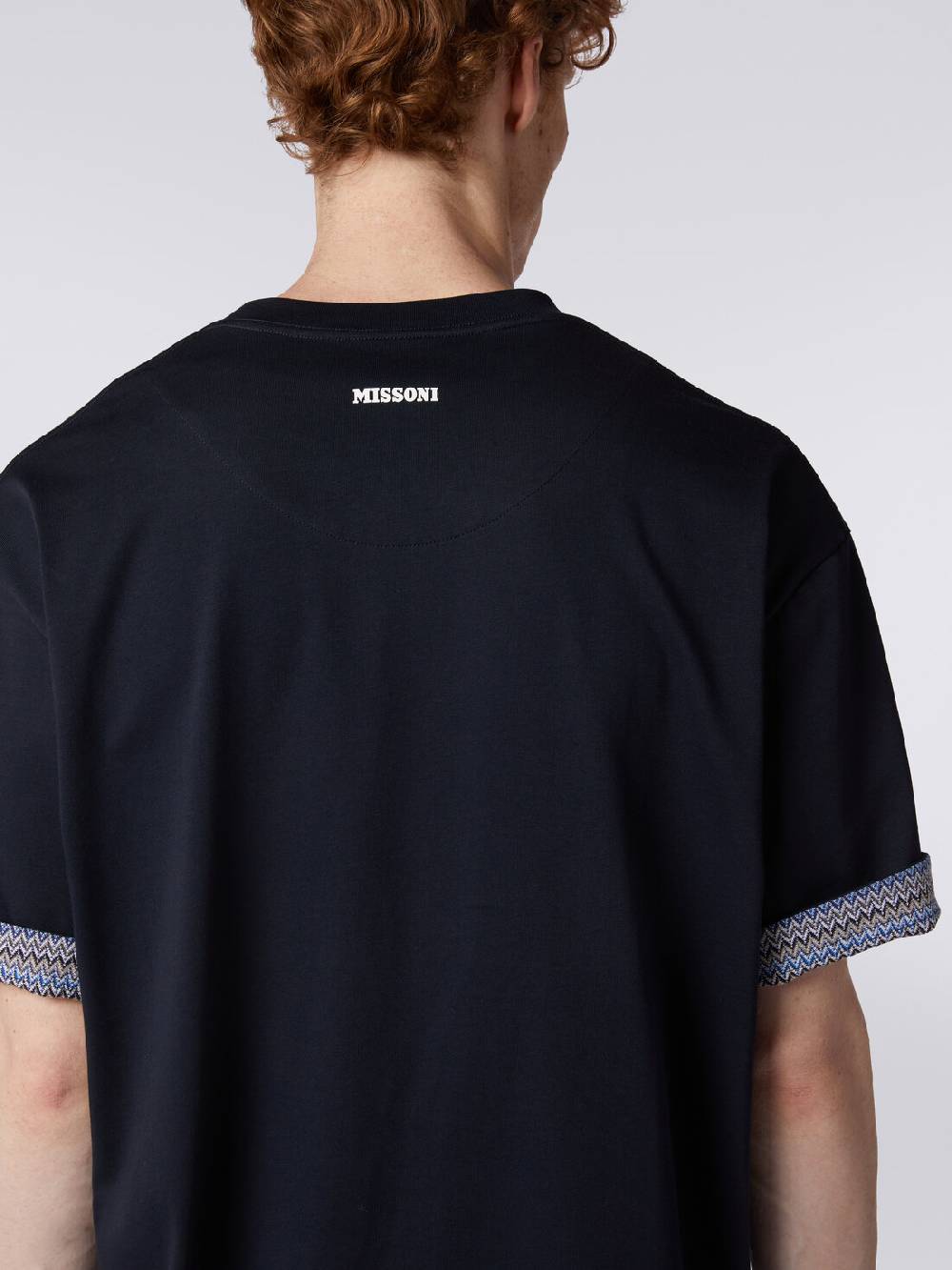 M Missoni T-shirt girocollo in cotone con risvolti chevron Spedizione Gratuita