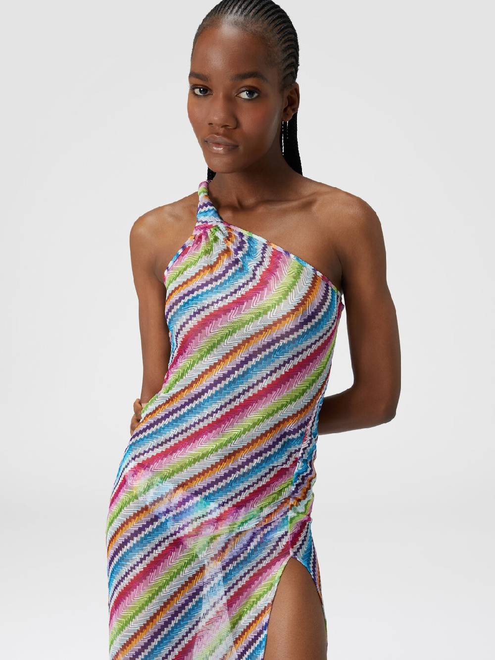 M Missoni Abito copricostume stampa zig zag con scollatura a nodo Sottocosto