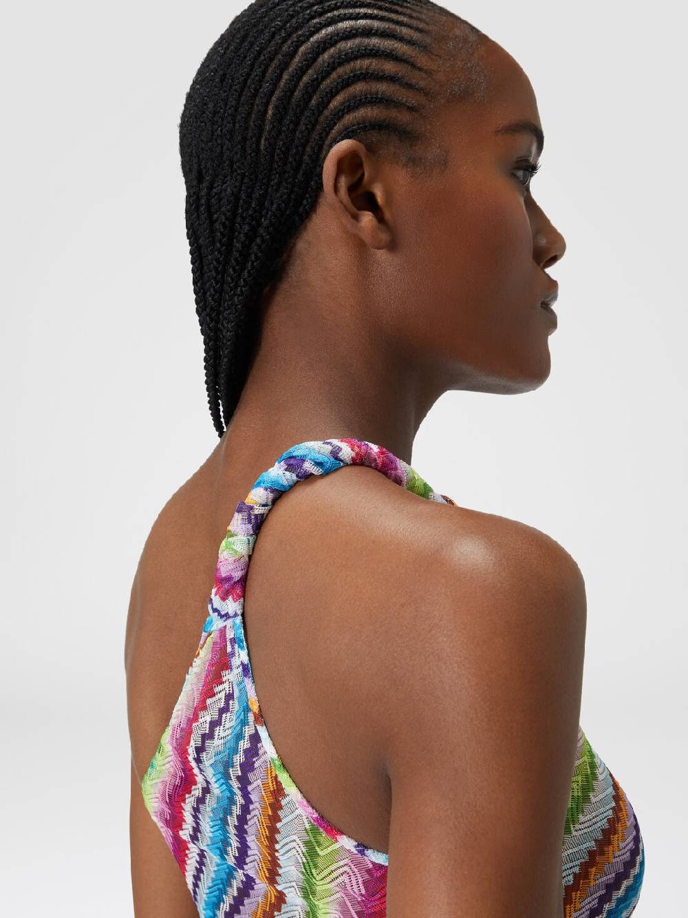 M Missoni Abito copricostume stampa zig zag con scollatura a nodo Sottocosto