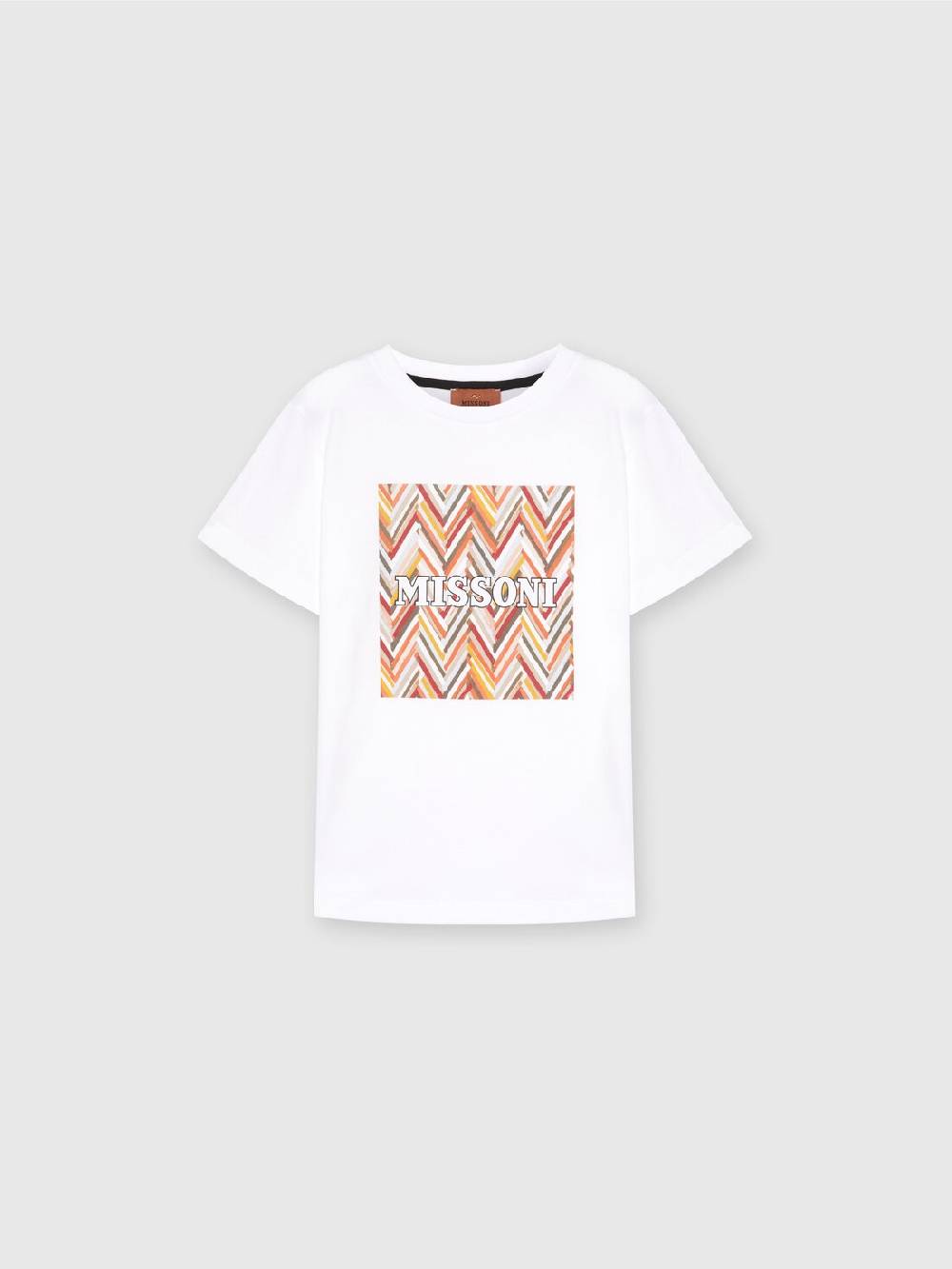 M Missoni T-shirt in jersey di cotone con stampa chevron e logo Outlet