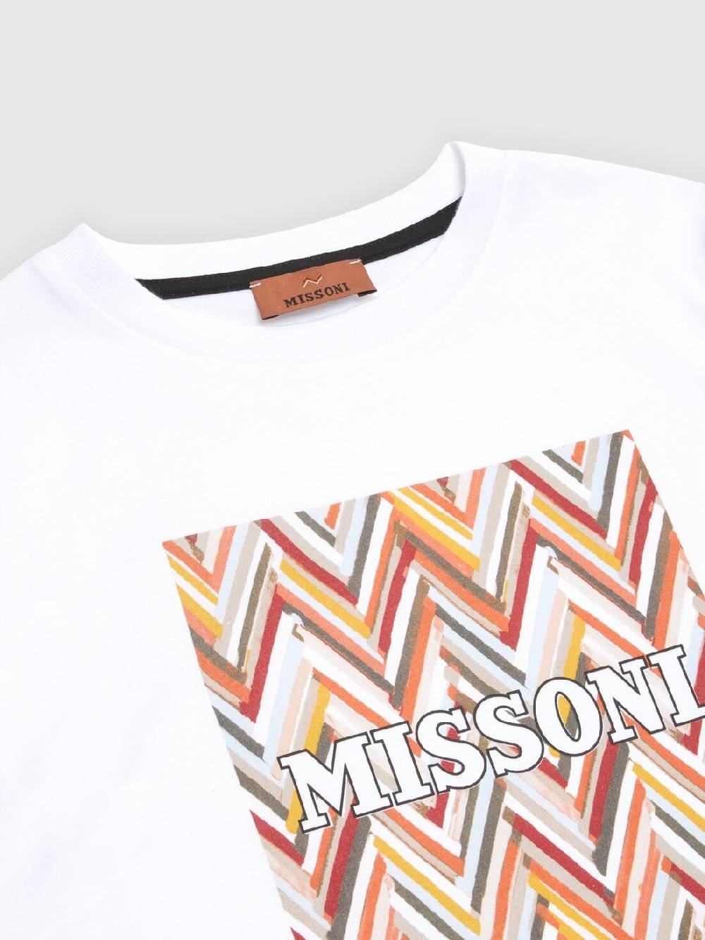 M Missoni T-shirt in jersey di cotone con stampa chevron e logo Outlet