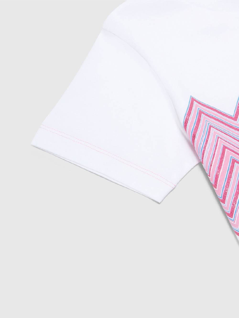M Missoni T-shirt in jersey di cotone con inserto chevron e logo In Vendita