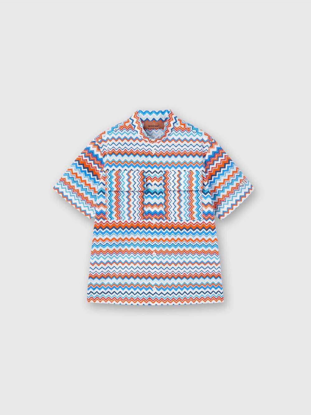 M Missoni Camicia a maniche corte in cotone zig zag Saldi Di Fabbrica