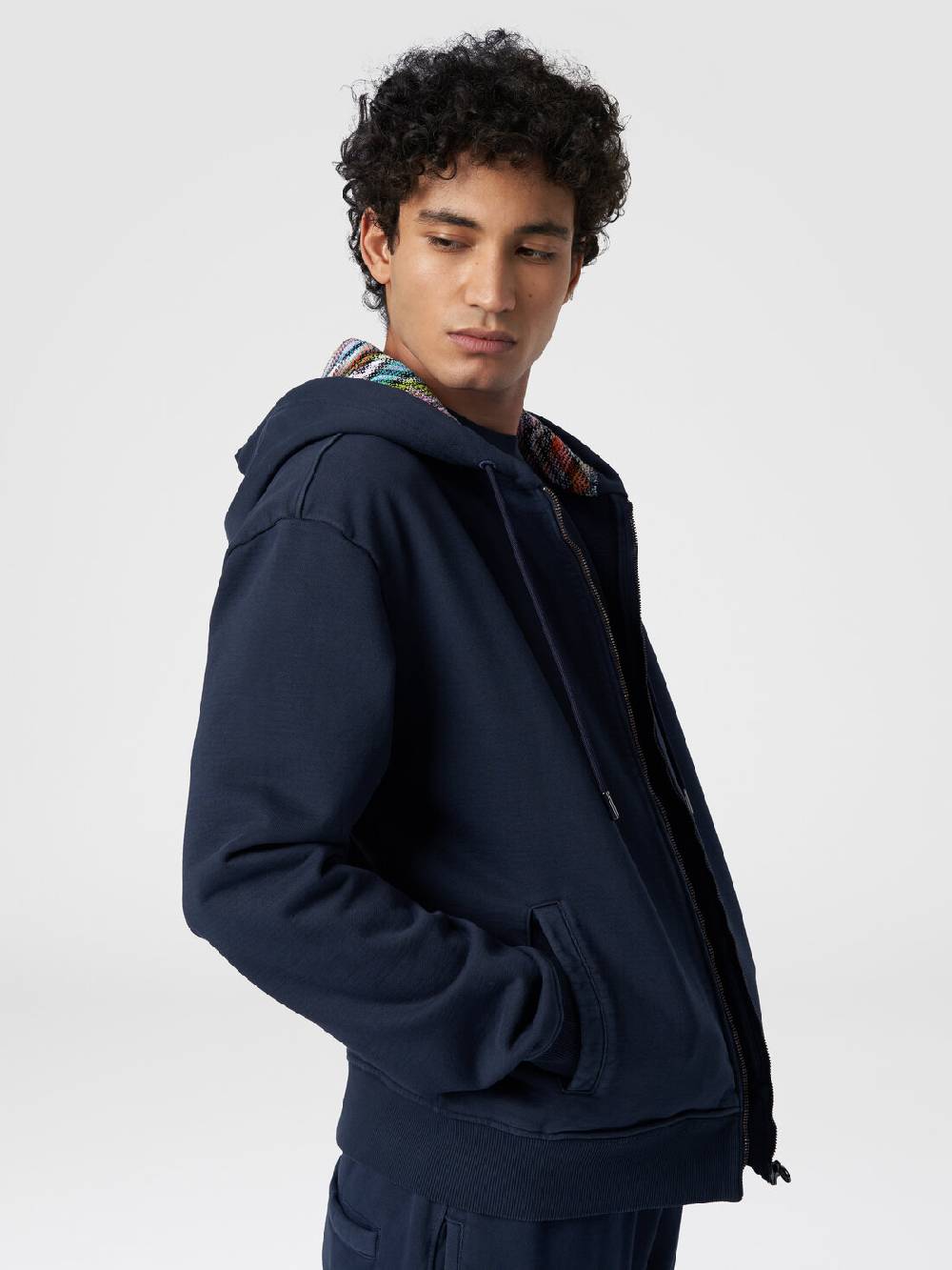 M Missoni Cardigan in felpa di cotone con cappuccio foderato in maglia I Più Venduti