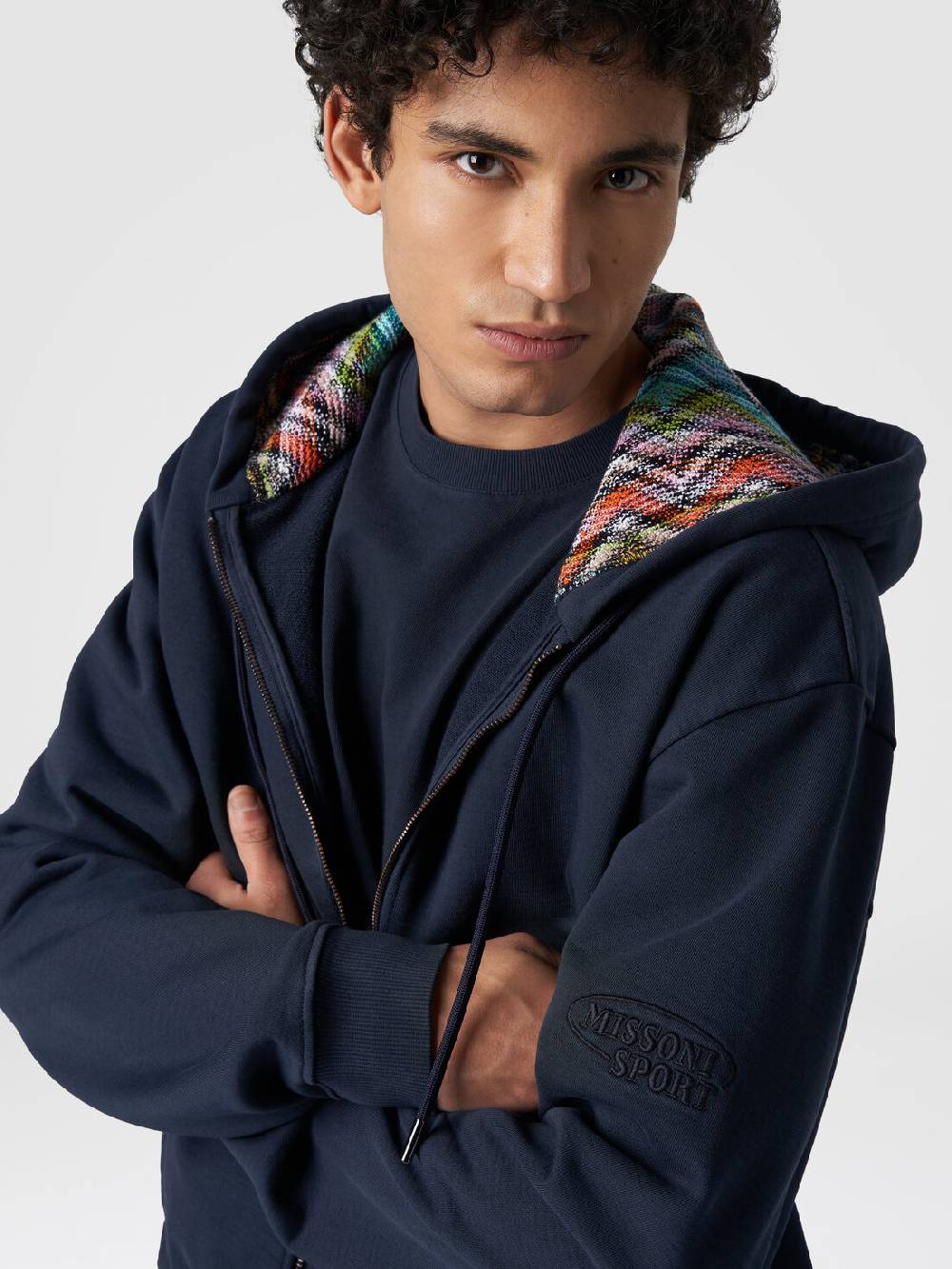 M Missoni Cardigan in felpa di cotone con cappuccio foderato in maglia I Più Venduti