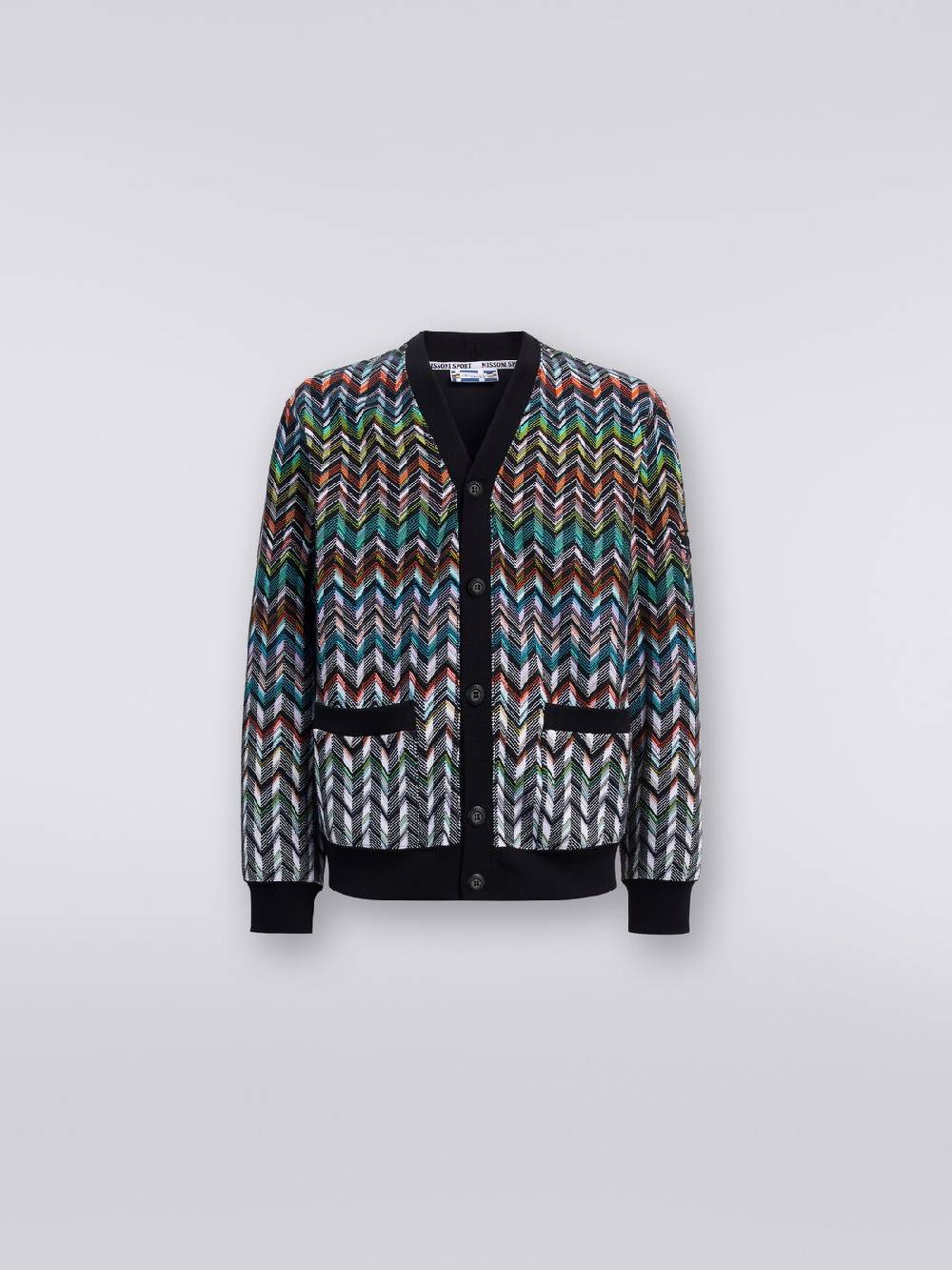 M Missoni Cardigan in maglia zig zag con profili tinta unita Moda