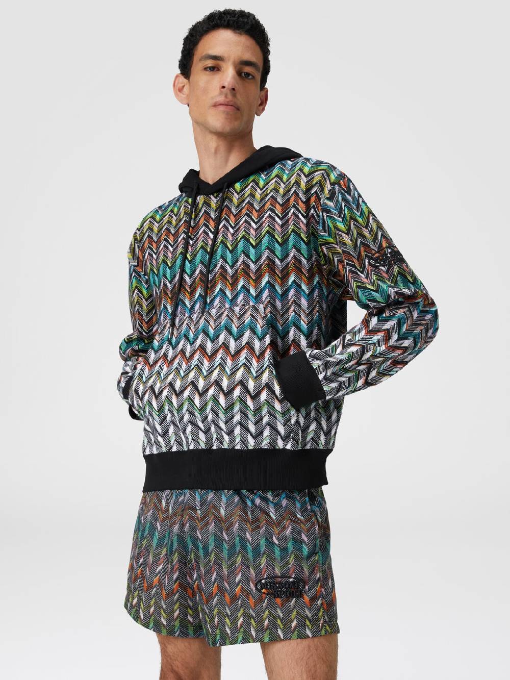 M Missoni Felpa con cappuccio in maglia zig zag 2025