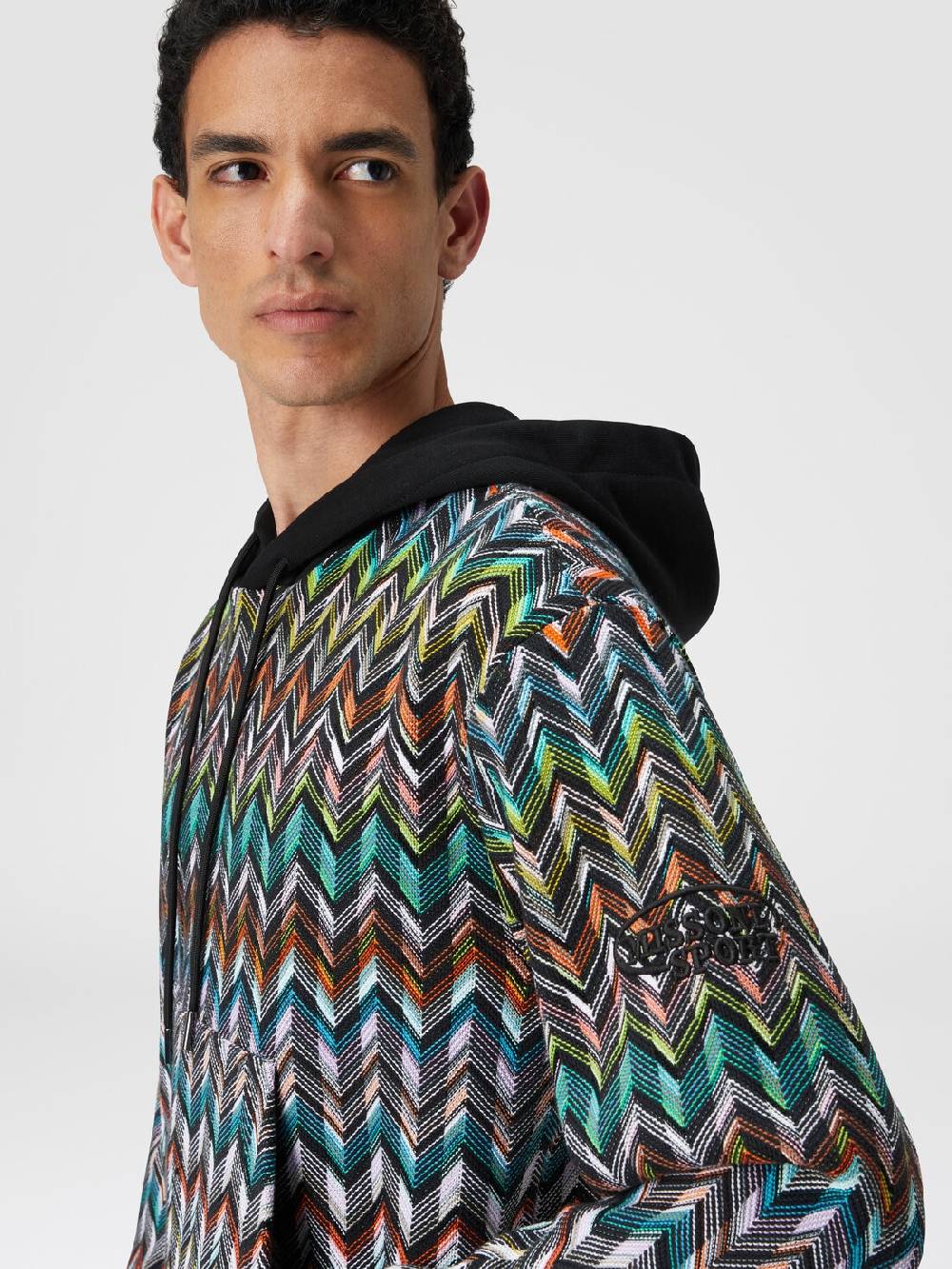 M Missoni Felpa con cappuccio in maglia zig zag 2025