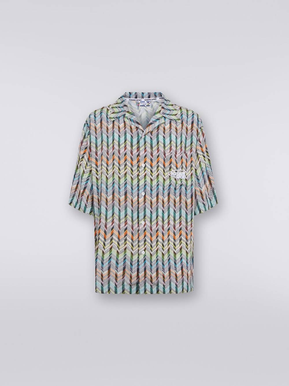 M Missoni Camicia da bowling in viscosa stampata con logo Italia